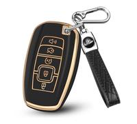 MILD EAST for Lincoln Key Fob Cover Compatible with Aviator Corsair Nautilus Navigator Continental MKC MKZ MKX Key Shell Case (Gold - Black)