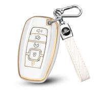 MILD EAST for Lincoln Key Fob Cover Compatible with Aviator Corsair Nautilus Navigator Continental MKC MKZ MKX Key Shell Case (Gold - White)