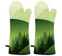 Mild Slice Heat Resistant Oven Mitts, 2 Pairs Non-Slip Silicone & Cotton Lining, Flexible Kitchen Gloves for Baking, Grilling, Cooking, Microwave & Air Fryer (Black & Gray)