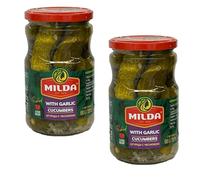 Milda Cucumbers With Garlic Pickled 720Ml Ready To Eat Pickle Drain Weight 680G Pack Of 2