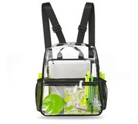 Mildbeer Small Clear Backpack, Stadium Approved 12x12x6 Clear Backpack for Festival Concert Stadium Events Venues, Black, S, Standard Strap