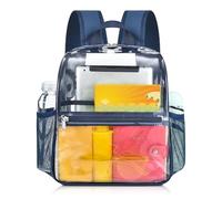 Mildbeer Small Clear Backpack, Stadium Approved 12x12x6 Clear Backpack for Festival Concert Stadium Events Venues, Navy Blue, S, Enhanced Strap