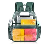 Mildbeer Small Clear Backpack, Stadium Approved 12x12x6 Clear Backpack for Women with 2 Bottle Holders for Festival Concert Travel Sport Games Venues, Green, S, Daypack Backpacks