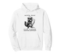 Mildly Feral Funny Raccoon Retro 90s Nurse Graveyard Shift Pullover Hoodie