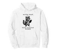 Mildly Feral Funny Raccoon Vintage Retro 90s Nurse Graphic Pullover Hoodie