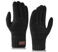 Milduall Winter Knit Touchscreen Gloves - Warm, Windproof, Elastic Cuffs, Soft Full-Finger Thermal Gloves for Men and Women, Ideal for Outdoor Running, Driving, Hiking