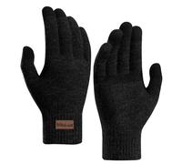 Milduall Winter Warm Gloves, Knitted Touch Screen Gloves Anti-Slip Thermal Cold Proof Mittens with Thickened Elastic Windproof Cuff for Outdoor Cycling Hiking Climbing Sports Bicycle (Black)