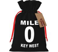 Mile 0 Key West Reusable burlap bag with drawstring for Christmas and party favors