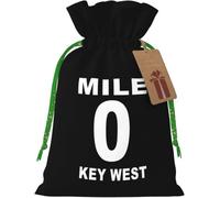 Mile 0 Key West Reusable burlap bag with drawstring for Christmas and party favors