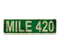 Mile 420 sign Retro Aluminum Metal Sign for Street Home Office Garden Decor 4x16 Inch