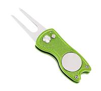 Mile High Life All Metal Foldable Golf Divot Tool with Pop-up Button & Magnetic Ball Marker (Lime Green Fish)