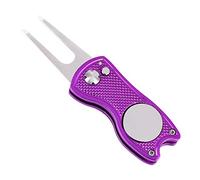 Mile High Life All Metal Foldable Golf Divot Tool with Pop-up Button & Magnetic Ball Marker (Purple Fish)