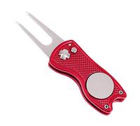 Mile High Life All Metal Foldable Golf Divot Tool with Pop-up Button & Magnetic Ball Marker (Red Fish)