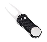 Mile High Life All Metal Foldable Golf Divot Tool with Pop-up Button & Magnetic Ball Marker (Silver Fish)