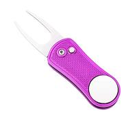 Mile High Life All Metal Foldable Golf Divot Tool with Pop-up Button & Magnetic Ball Marker (Silver Fish)