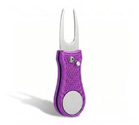 Mile High Life All Metal Foldable Golf Divot Tool with Pop-up Button & Magnetic Ball Marker (Silver Fish)