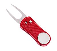 Mile High Life All Metal Foldable Golf Divot Tool with Pop-up Button & Magnetic Ball Marker (Silver Fish)