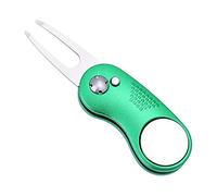Mile High Life All Metal Foldable Golf Divot Tool with Pop-up Button & Magnetic Ball Marker (Silver Fish)