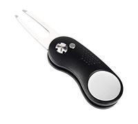 Mile High Life All Metal Foldable Golf Divot Tool with Pop-up Button & Magnetic Ball Marker (Silver Fish)
