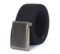 Mile High Life Canvas Web Belt | Cut to Fit Up to 52" | Flip-Top Matte Silver Nickel Buckle 12 Colors-(Black)