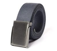 Mile High Life Canvas Web Belt | Cut to Fit Up to 52" | Flip-Top Matte Silver Nickel Buckle 12 Colors-(Dark Gray)
