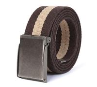 Mile High Life Canvas Web Belt | Cut to Fit Up to 52" | Flip-Top Matte Silver Nickel Buckle (Brow Khaki)