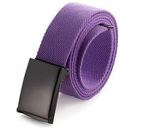 Mile High Life Cut To Fit Canvas Web Belt Size Up to 52" with Flip-Top Solid Black Military Buckle (Purple)