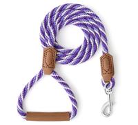 Mile High Life Dog Leash Braided Rope Leash w/Leather-Wrapped Ends/Handle