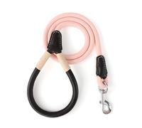 Mile High Life Genuine Leather Wrapped Handle Dog Leash, w Heavy Duty Clasp Rope Leash for Small Medium Large Dogs (Pink, 4FT)