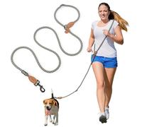 Mile High Life Hands Free Dog Leash, Crossbody Waist Leash with Genuine Leather Connection, Multifunctional Adjustable Slip Lead for Dog Walking Running (Black Khaki, 7FT)