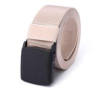 Mile High Life | Nylon Web Belt | Outdoor Military Belt | TSA Safe Buckle Plastic/Metal Belt (Beige, 142CM)