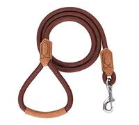 Mile High Life | Premium Leather Dog Leash | Strong Rope Leash | Leather Handle | Zinc Alloy Strong Clasp | Small Medium Large Dogs | 4/5/6 Feet (72 Inch, Dark Brown)