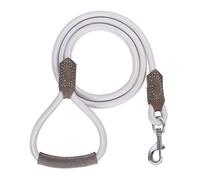 Mile High Life | Premium Leather Dog Leash | Strong Rope Leash | Leather Handle | Zinc Alloy Strong Clasp | Small Medium Large Dogs | 4/5/6 Feet (60 Inch, Silver)