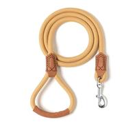 Mile High Life | Premium Leather Dog Leash | Strong Rope Leash | Leather Handle | Zinc Alloy Strong Clasp | Small Medium Large Dogs | 4/5/6 Feet (60 Inch, Yellow)