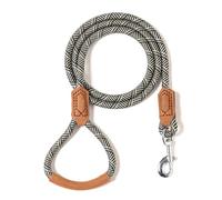 Mile High Life | Premium Leather Dog Leash | Strong Rope Leash | Leather Handle | Zinc Alloy Strong Clasp | Small Medium Large Dogs | 4/5/6 Feet (60 Inch, White)