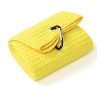 Mile High Life Premium Waffle-Weave Golf Towel | 16" X 24" | Extra Absorbent & Quick-Dry | Ultra-Soft Microfiber | Carabiner Clip | Multi-Color Options | Golf Accessory for Men & Women,Blazing Yellow
