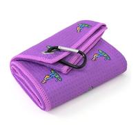 Mile High Life Purple Golf Towel, Fun Golf Prints | Premium Microfiber Waffle Fabric | with Heavy Duty Carabiner Clip | Golf Bag Accessories for Men and Women, Golf Gift (Printed-Golfer)
