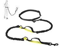 Mile High Life | Retractable Hands Free Dog 7FT Leash | Waist Running Adjustable | Reflective Dual Black Bungees | Dual Handles | Small Medium Large Dogs | (Lemon Yellow)