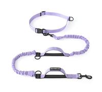 Mile High Life | Retractable Hands Free Dog 7FT Leash | Waist Running Adjustable | Reflective Dual Black Bungees | Dual Handles | Small Medium Large Dogs | (Light Purple)