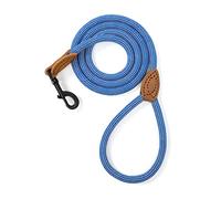 Mile High Life Rope Leash with Genuine Leather Connection, 6 FT/5 FT/4 FT, Heavy Duty Leash for Medium & Large Dogs(Blue White,72 Inch-1/2")