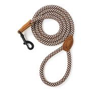 Mile High Life Rope Leash with Genuine Leather Connection, 6 FT/5 FT/4 FT, Heavy Duty Leash for Medium & Large Dogs(Brown,72 Inch-1/2")