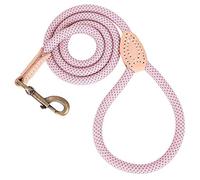 Mile High Life Rope Leash with Genuine Leather Connection, 6 FT/5 FT/4 FT, Heavy Duty Leash for Small Medium & Large Dogs (Pink,60 Inch)