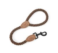 Mile High Life Short Dog Leash | Braided Cotton Rope Dog Leashes with Leather Tailor Tip | 18 Inch Dog Leash w Heavy Duty Metal Clasp | Wedding Dog Leash (Dark Brown, 18 Inches)