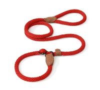 Mile High Life | Strong Soft Dog Slip Leash | Premium Poly Cotton Soft Comfortable Rope Dog Leash Dog Lead | Supports Strong Pulling Large Medium Small Dogs 4 or 5 Feet(Red 5 Foot (Pack of 1))