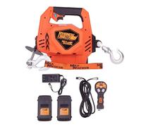 Mile Marker Rhino Pull 1000-24V Portable Electric Winch Battery Powered Winch 1/2 Ton (1000 lb) Electric Hoist Wire and Wireless Remote - Includes 2 Batteries (1 Bonus) and Accessories