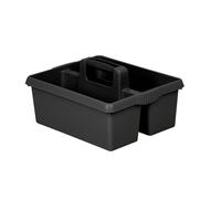Milena 5L Multi-Purpose Kitchen Organizer Caddy, Kitchen Tidy Dual Compartments, Cleaning Storage Carrier with Ergonomic Handle, Heavy Duty Storage Basket for Cleaning, Gardening & Housework (Black)