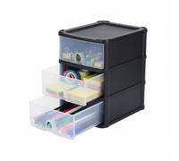 Milena A5 3-Drawer Multilayer Clear Drawer Storage Cabinet, Clear View Portable Desktop Drawer, Easy Pull-Out, Space-Saving Adaptable Plastic Desk Organizer Tower For Office (Small 3 Drawers 16180)