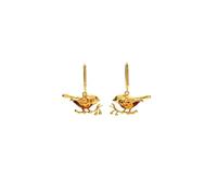 MILENA Amber Earrings Gold Plated Sterling Silver Robin Bird