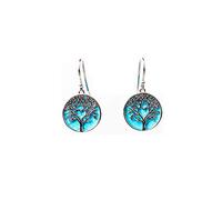 MILENA Earrings Silver and Turquoise Tree of Life with Entangled Heart