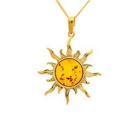 Milena Pendant Necklace Gold Plated Silver and Baltic Amber Sun